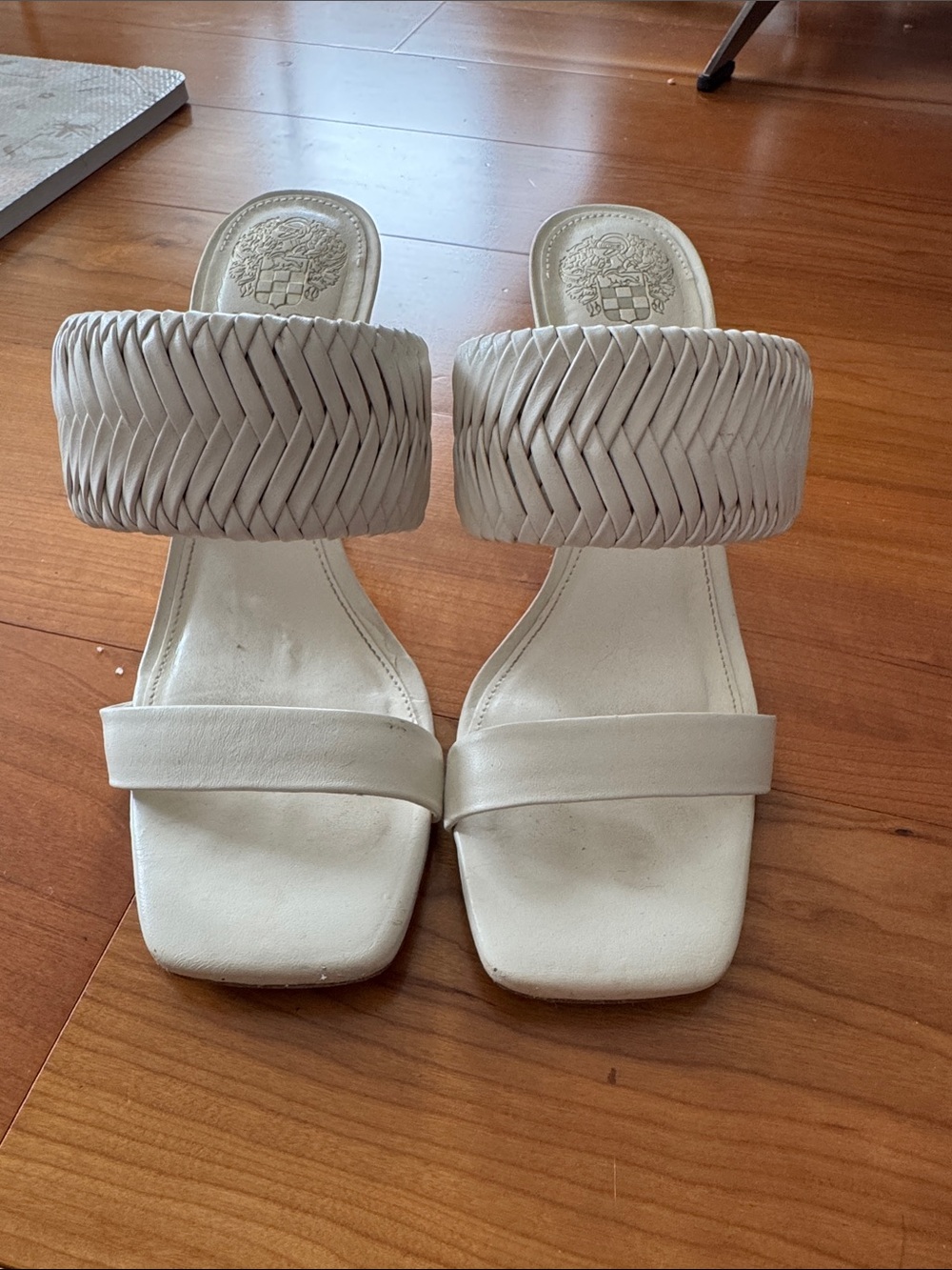 Vince Camuto Woven Strap White Women’s Slide Sandals